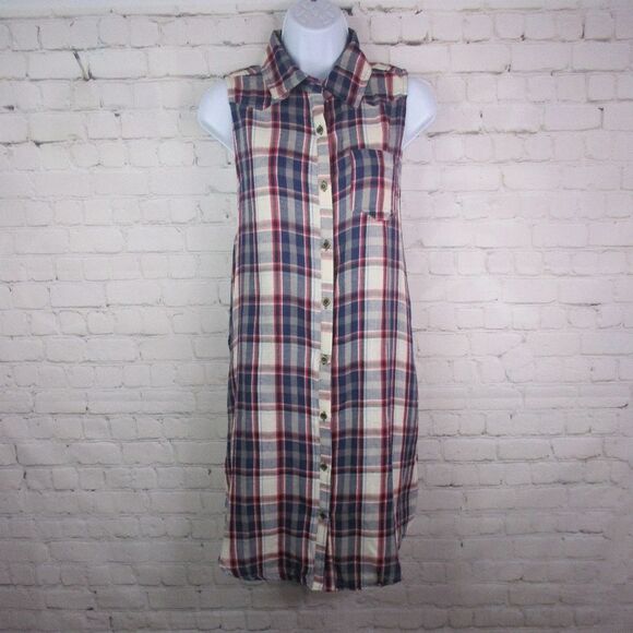 JODIFL Sleeveless Button Down Plaid Western Style Dress - Picture 1 of 3